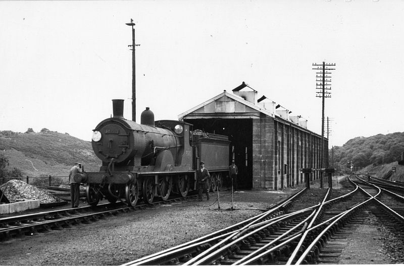 Ex-LSWR Drummond T9 4-4-0 no 30717 at Okehampton in June 1954. Photo ownercopyright unknown.
