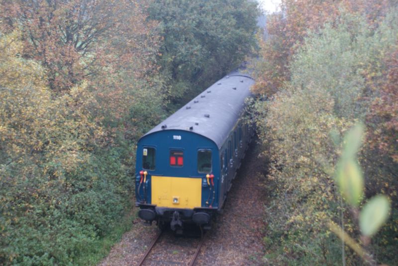 1118 getting under way very carefully at Bridge 583 (Nymet Tracey) with the last train of the day. 