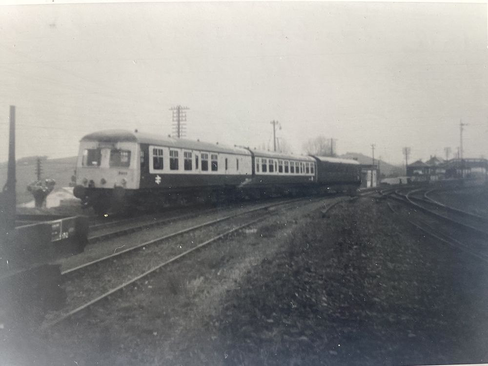 Class 120 2 car DMU set with Drive End Trailer in the Okehampton Military SidingsbrPhotographer Tony HillbrDate taken 20051972