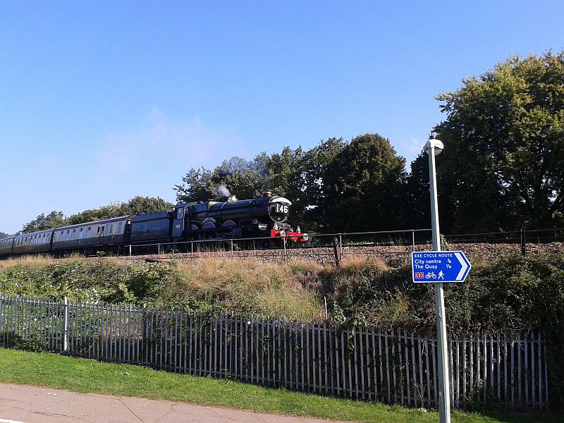 GWR 4-6-0 5029 Nunney Castle passing through Exeter on the Torbay Express