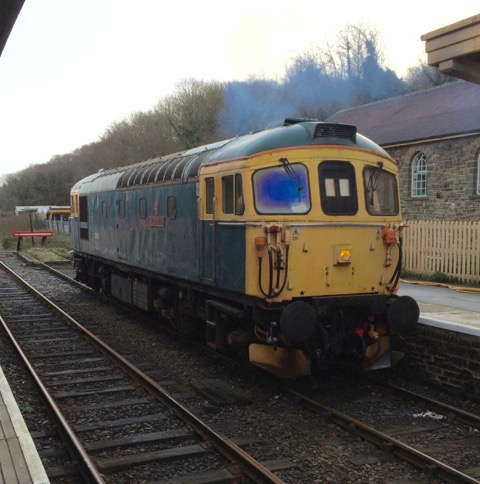 33103 'Swordfish' being fired up prior to rescuing 47701 which was suffering brake problems.