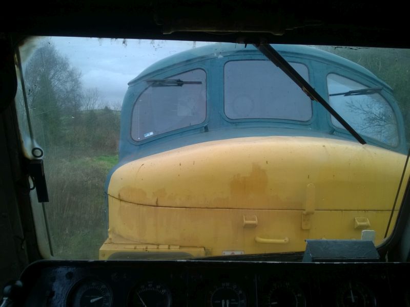 45060 'Sherwood Forester' from the cab of 47701 'Waverley'.