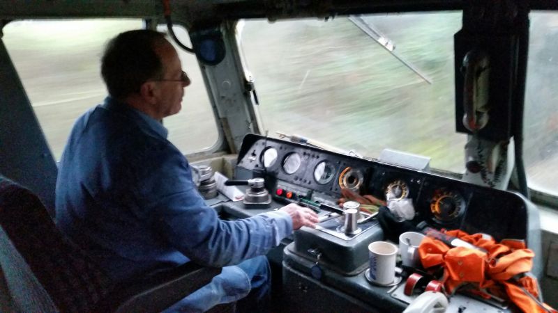 Keith Netherton at the controls of 47701.