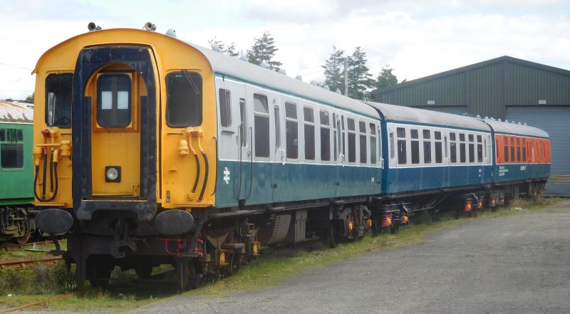 The new air braked set in the yard at Meldon with newly overhauled and painted 70273 in between driving trailer 61743 and Lab11. brPhotographer Geoff HornerbrDate taken 31072016