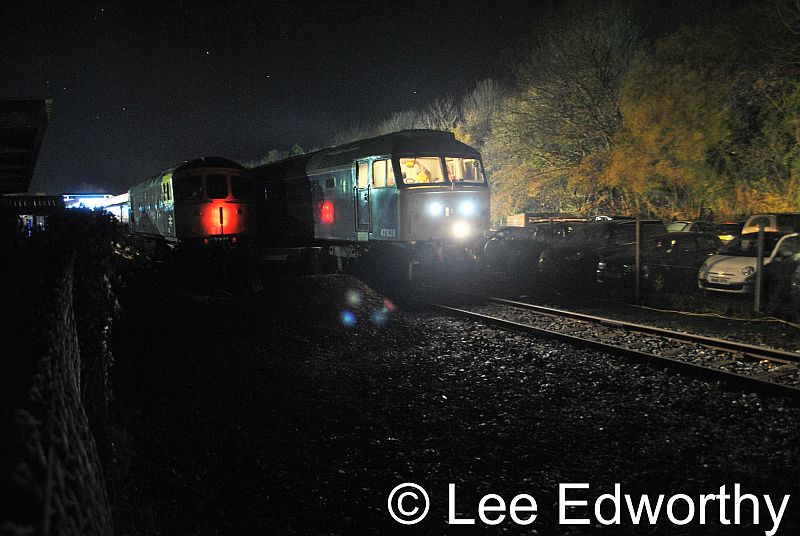 47828 on the PE stock at Okehampton, with 33035 stabled in P2 as backupbrPhotographer Lee EdworthybrDate taken 25112016