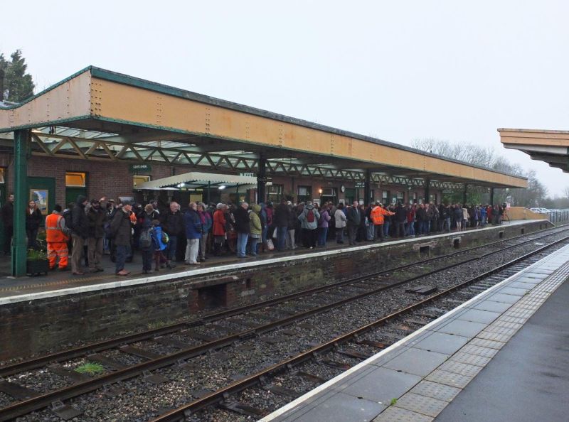 500 passengers on Okehampton station await the first London service for five decades.