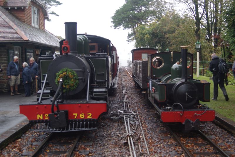 'Lyn' and  the diminutive 'Faith' at Woody Bay. The latter is an 0-4-2T built from scratch by LBR engineer John Uphill, and currently for sale.