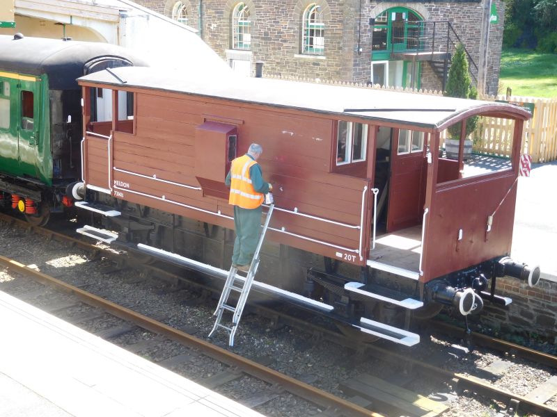 Nigel Green doing some final retouching on the LMS brakevan 731411.brPhotographer Geoff HornerbrDate taken 19042018