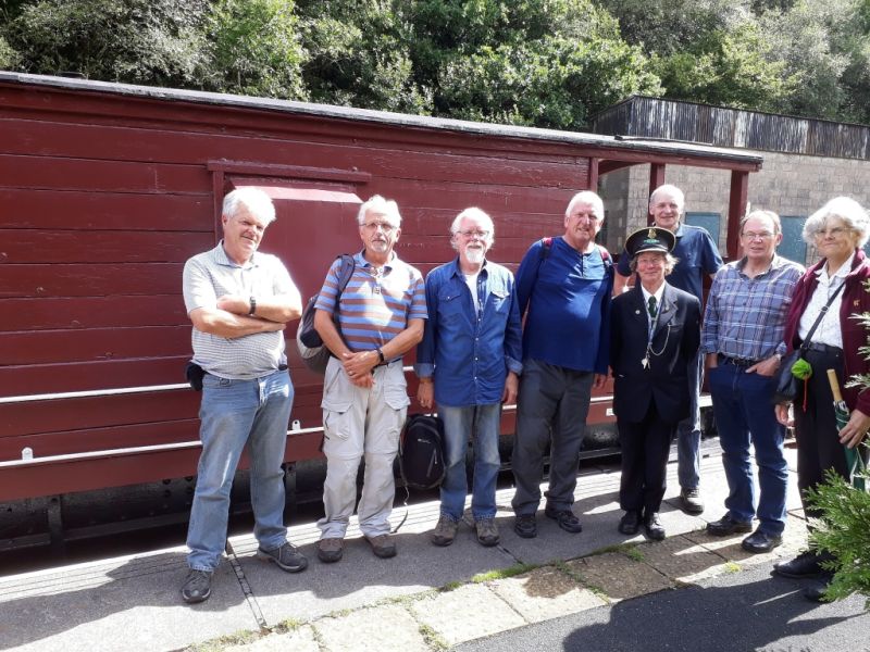 The Lynton and Barnstaple group at Meldon in front of DRSA's 1942 LMS brakevan 731411brPhotographer Nigel ThompsonbrDate taken 12082018