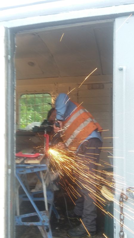 A stage in the manufacture of an ash removal shovel for the brake van stove.brPhotographer David BellbrDate taken 22092018