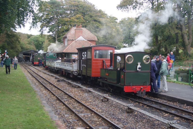 LBR at Woody bay. Demo goods train with 1915 Kerr Stuart Joffre class 0-6-0T 'Axe' and new build 0-4-2T 'Faith'.