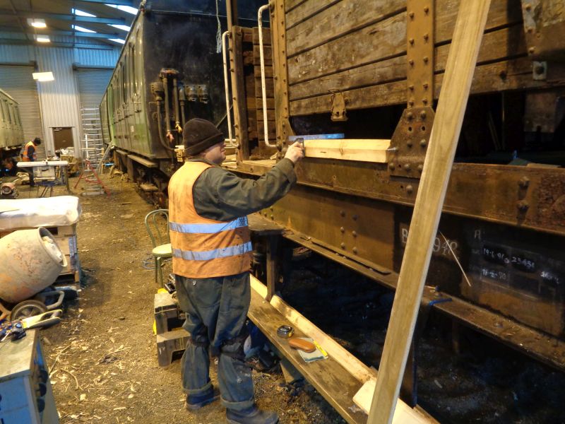 Fitting the rebated drip-sill on the SR brake vanbrPhotographer David BellbrDate taken 06122018