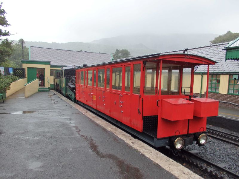 Snowdon Mountain Railway at Llanberis. Swiss Brienz Rothorn Bahn locomotive no 2 and coach.brPhotographer Tom BaxterbrDate taken 15092018