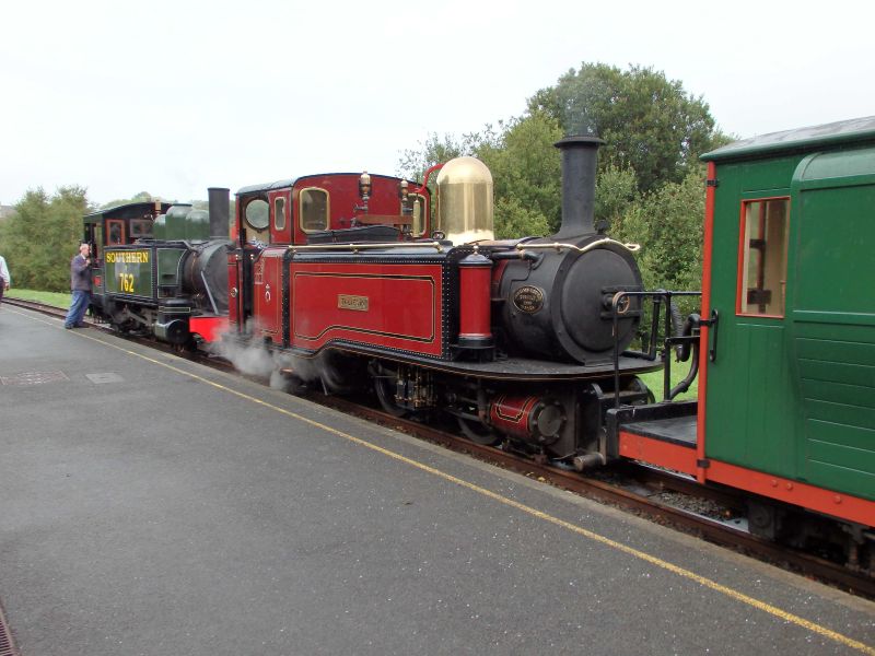 WHR at Waunfawr. LBR Baldwin replica no 762 'Lyn' and Festiniog single Fairlie 'Taliesin'.brPhotographer Tom BaxterbrDate taken 16092018