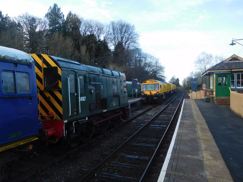 Class 08 D4167 and the rail grinder at OkehamptonbrPhotographer Geoff HornerbrDate taken 10012019