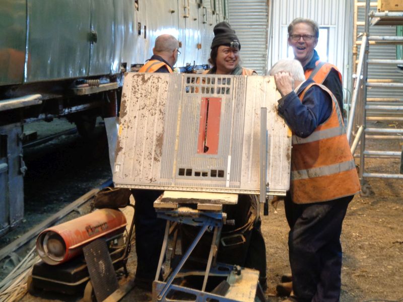 How many DRSA volunteers does it take to clear sawdust from under a flat bed sawbrPhotographer David BellbrDate taken 14022019