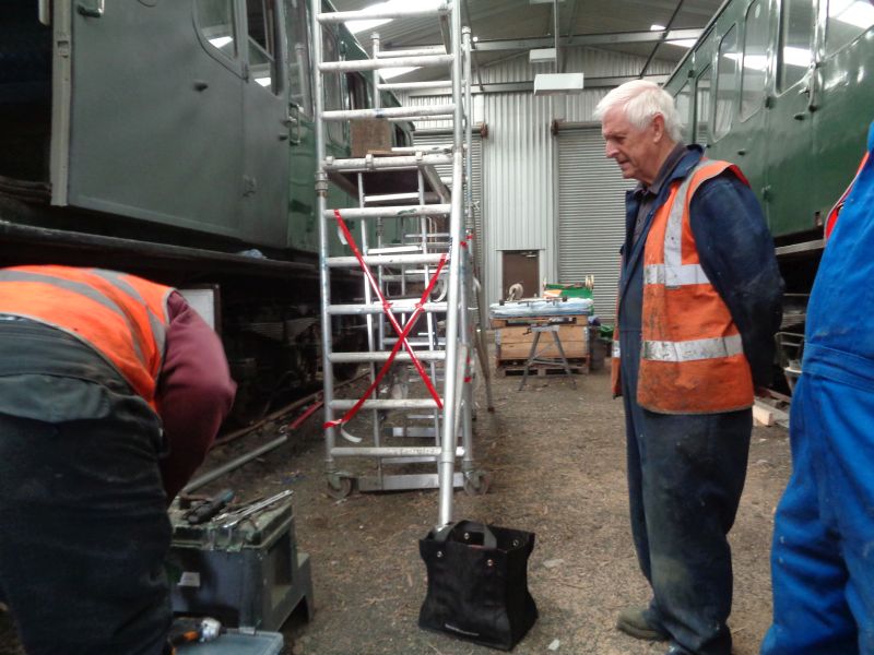 Back from a holiday in Scotland, John Coxon stands absorbed in the electrical work that is going on. A touch of Need to Know perhaps, as before long he hopes to be driving the ThumperbrPhotographer David BellbrDate taken 23052019