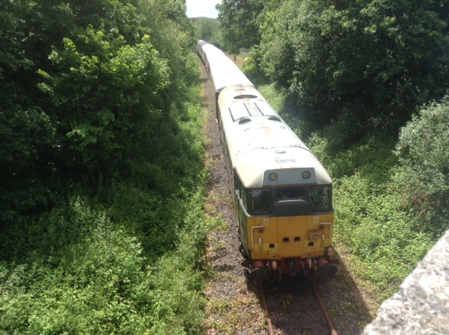 Loco 31452 and its train at Sampford CourtenaybrPhotographer Tony HillbrDate taken 08062019