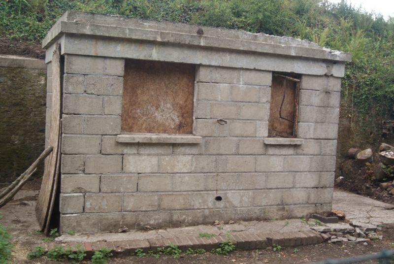 Concrete lamp store, adjacent to the signal box site, being renovatedbrPhotographer Jon KelseybrDate taken 13072019