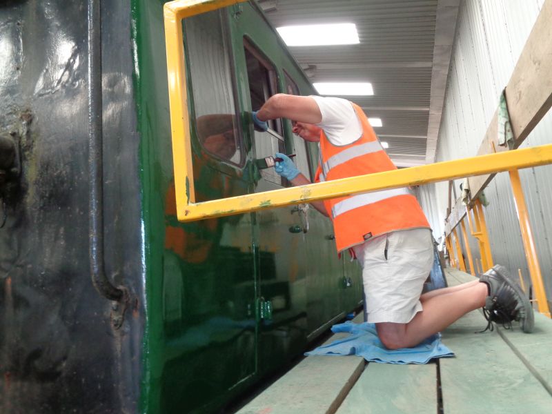 Ron Kirby applying the finishing touches to the North side of the Thumper power carbrPhotographer David BellbrDate taken 25072019