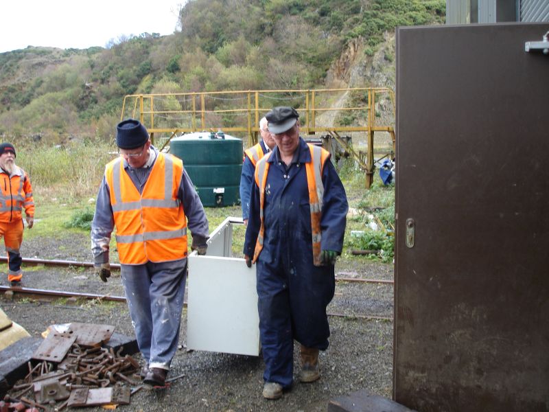 Having removed the drawers from the filing cabinet to lighten the load, the Hatton Gardens heist team returns in triumph with their loot. Brian Mills DRCIC looks on with interest.brPhotographer David BellbrDate taken 17102019