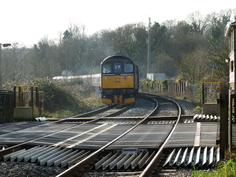 The tour departing Crediton for Coleford Junction.