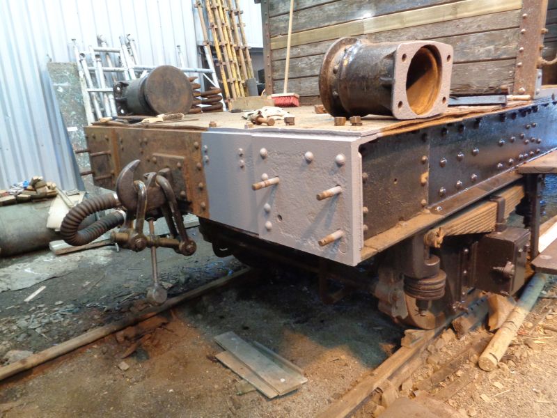 Right hand side of buffer beam  etc primed and the left hand side ready for priming. Both parts of broken spring visible. Could this be the last of the surprises that the brake van has to offer ..brPhotographer David BellbrDate taken 12032020
