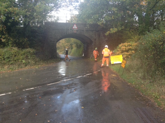 Bridge No. 584 at 187m 42c, near Bow Station over the Bow to Spreyton road, having vegetation removed by a Groundforce Team from Paignton, prior to inspection of its condition by Network Rail.brPhotographer Tony HillbrDate taken 28102020