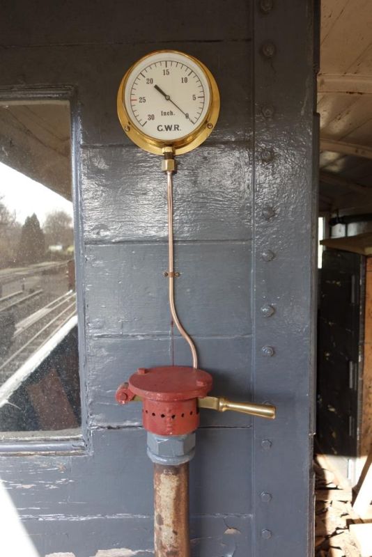 I convinced my client that he wanted a new face for the vacuum gauge on his van. Note the mark is 25 in. - the lesser railways used 21.