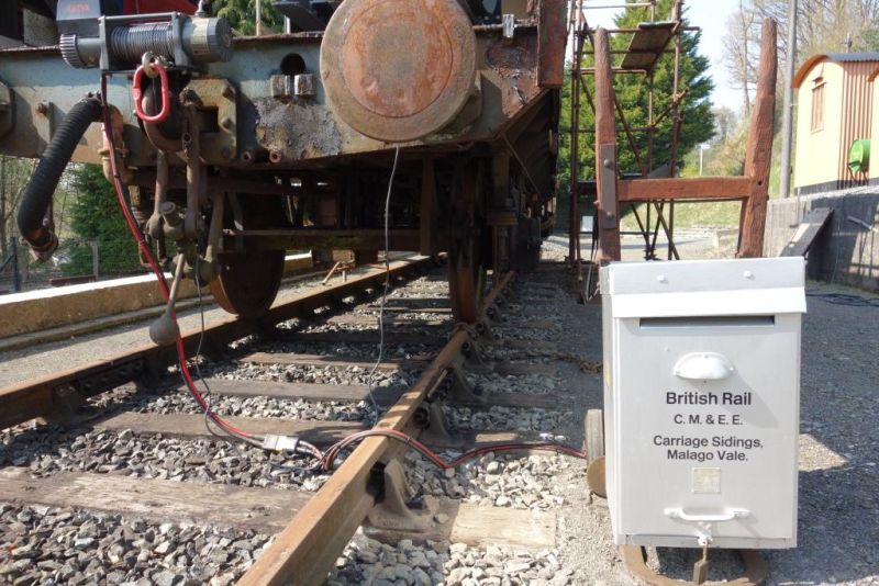 The power supply comes from this 60A carriage battery charger mounted in a lineside cabinet. A picture in one of Colin Maggs'sBristol books shows a cabinet, similarly deformed, with a tubular barrow. I recovered this from Exmouth Junction and the tubular barrow was stolen the day I outshopped it. The winch is rated at 3.52 tonnes, depending on how much wire is on the spool. Even being used at a fraction of its capacity, it is powerful enough to haul 30 tonnes up the 170.