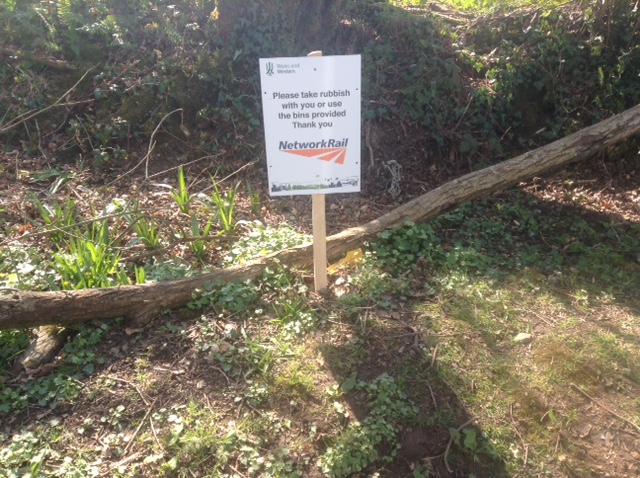 We were pleased to see this notice near Greenslade Bridge, whereby Network Rail enjoins its staff and subcontractors to keep Devon tidy.brPhotographer Tony HillbrDate taken 17042021