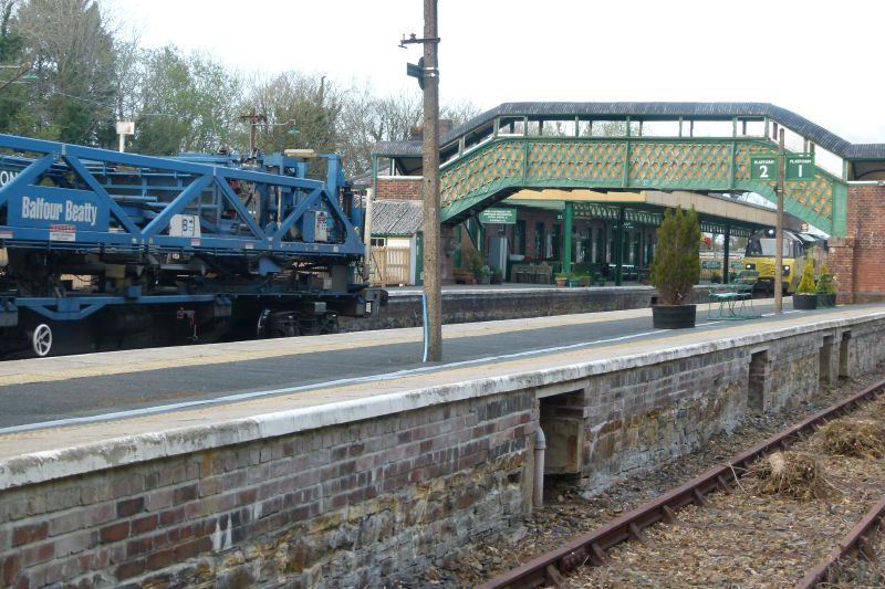 The Balfour Beatty track laying equipment on the rear of 56302's train, with 70808 behind.brPhotographer Dave EllisbrDate taken 18042021