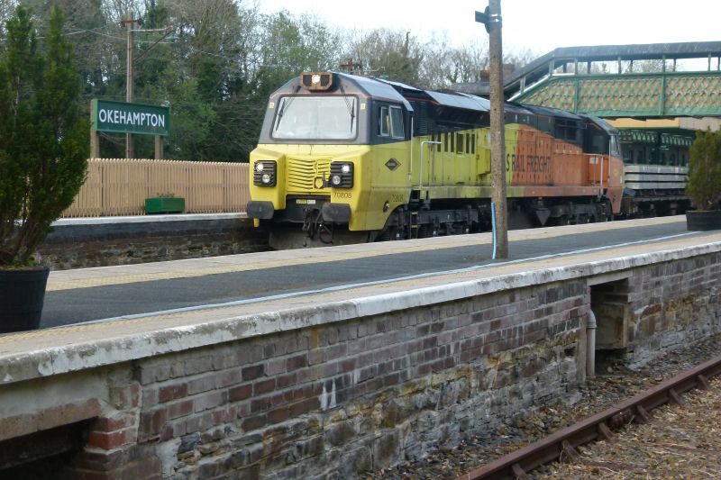 70808 arriving at Okehampton with more sleepersbrPhotographer Dave EllisbrDate taken 18042021