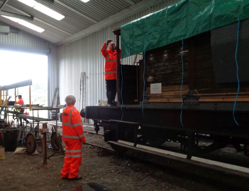 The CW team putting a tarpaulin on LDS 55625brPhotographer David BellbrDate taken 08092021