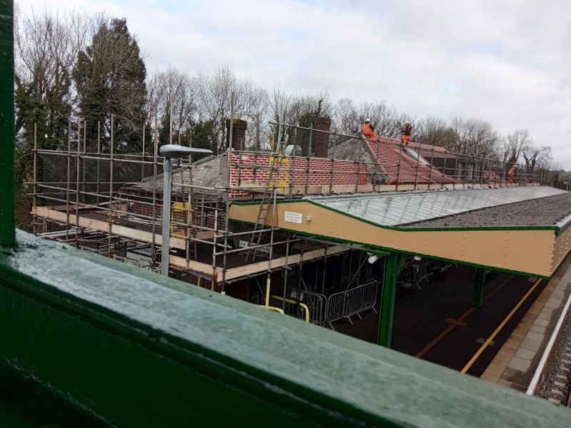 Work in progress on the platform 3 main building roofbrPhotographer Geoff HornerbrDate taken 02022022