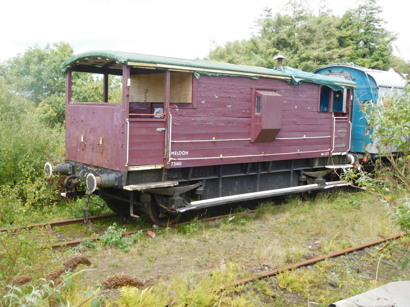 LMS brakevan 731411 with a temporary replacement roof covering, following storm damage to the original.brPhotographer Geoff HornerbrDate taken 03082022