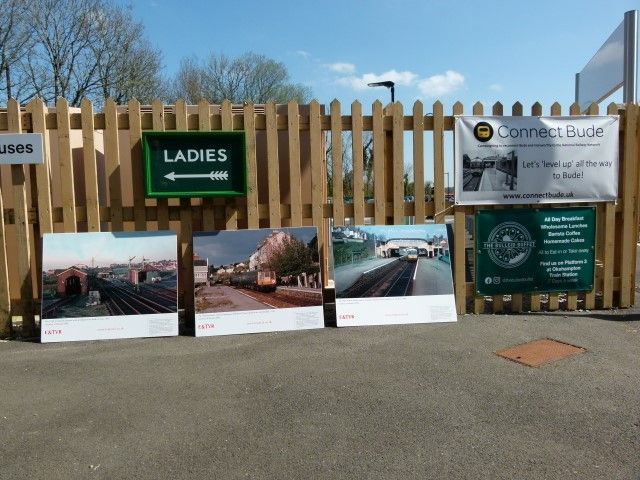 The reverse sides of the three signs show the last days of trains at Bude, Bideford and Tavistock, using photos all taken by Bernard Mills.brPhotographer Dave EllisbrDate taken 20042023