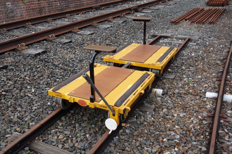 The Permaquip trolleys were a tower scaffold unit and therefore have the same number. They will be delivered with two brake handles, a bar coupler and two shooting stick seats. If enough trolleys are assembled, a version of the Festiniog's gravity slate train could eventually be run between Bratton Fleming and Snapper.brPhotographer Colin BurgesbrDate taken 01092026