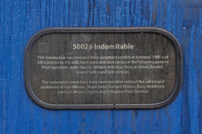 Plaque carried by 50026 'Indomitable'