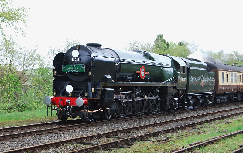 SR Merchant Line no 35028 'Clan Line' at Okehampton with 1Z30 08.13 Exeter St Davids to Cardiff Central 