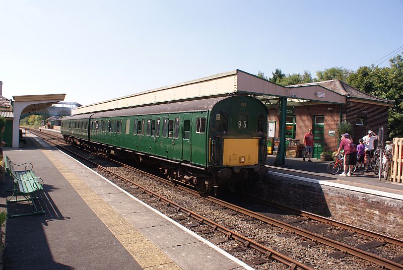 Thumper 1132/205032 leaving Okehampton with the 1505 to Coleford Junction and return