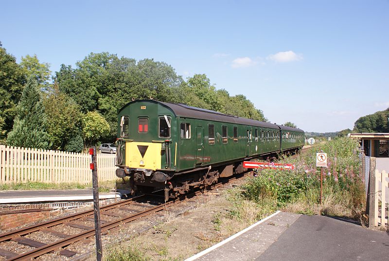 Thumper 1132/205032 leaving Okehampton with the 1505 to Coleford Junction and return