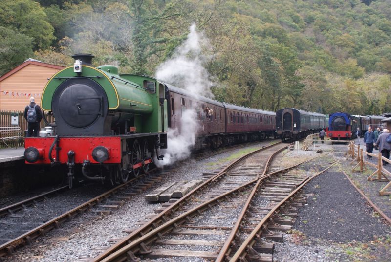 1945 built (rebuilt by Hunslet in 1961) Austerity 0-6-0ST 'Haulwen' at Llwyfan Cerrig during the Gwili Railway's Autumn Gala