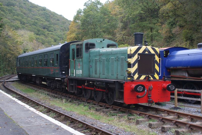 1962 Class 03 shunter D2178 operating a shuttle between  Llwyfan Cerrig and Danycoed Halt during the Gwili Railway's Autumn Gala.