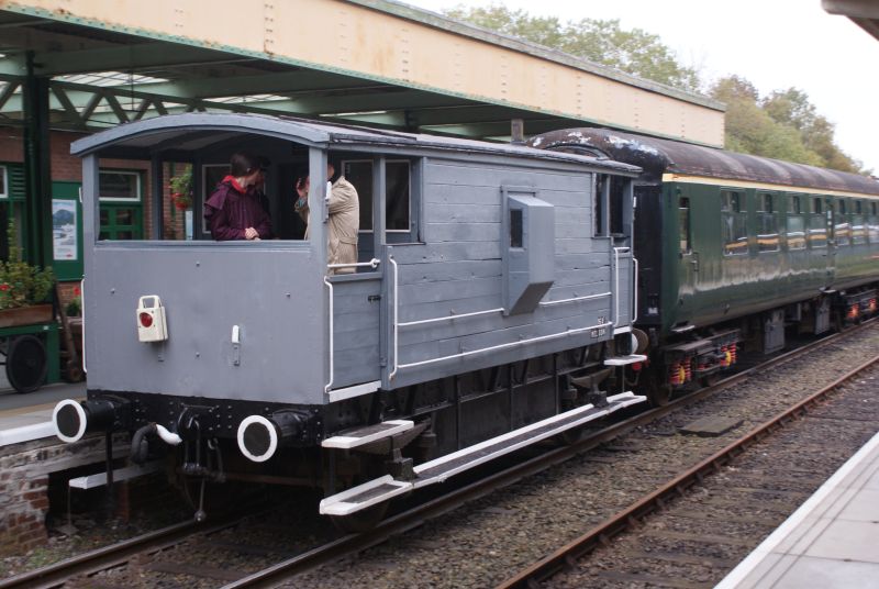 The LMS brake van at Okehampton, showing the new veranda doors and some flashy white paintwork.