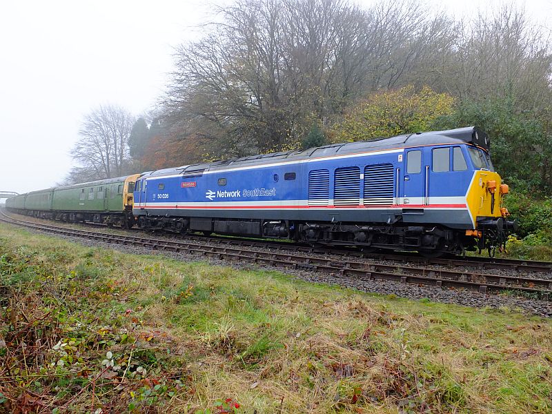 50026 with the Polar Express stock at Okehampton