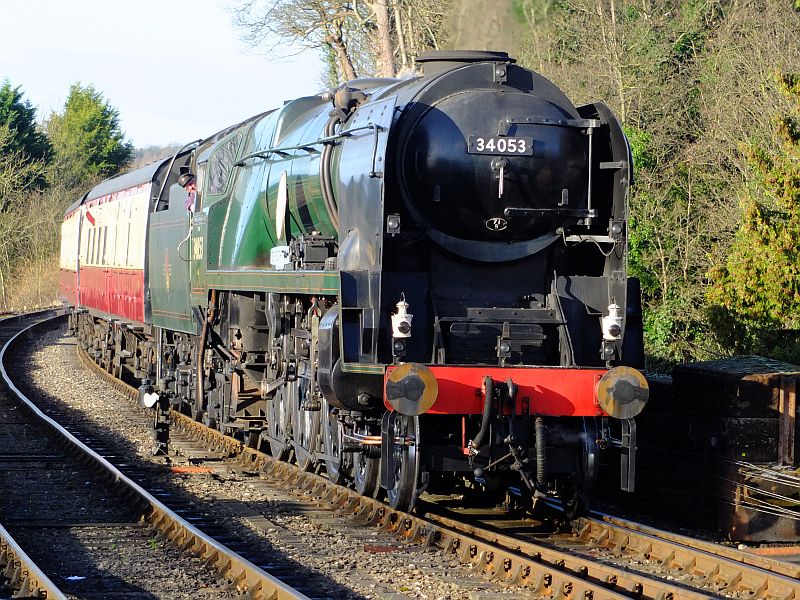 SR Battle of Britain class 4-6-2 34053 'Sir Keith Park' at Bewdley on the Severn Valley Railway