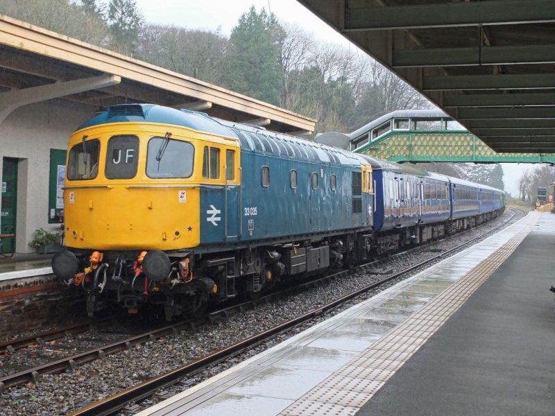 33035 at Okehampton during preparations for the Sulzer Weekend