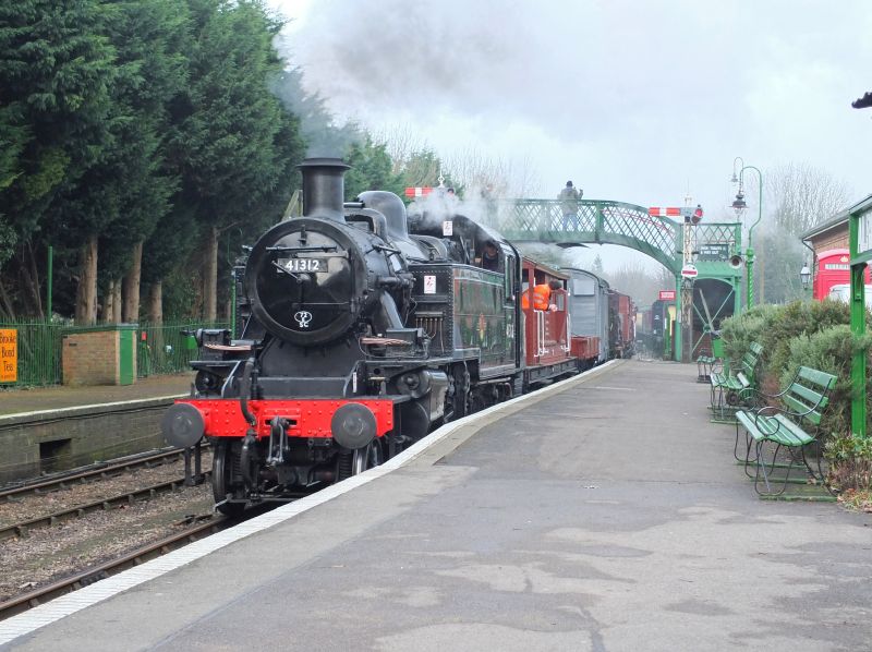 Ivatt Class 2 2-6-2 tank 41312 at Alresford with a demonstration freightbrPhotographer Philip WagstaffbrDate taken 18022017