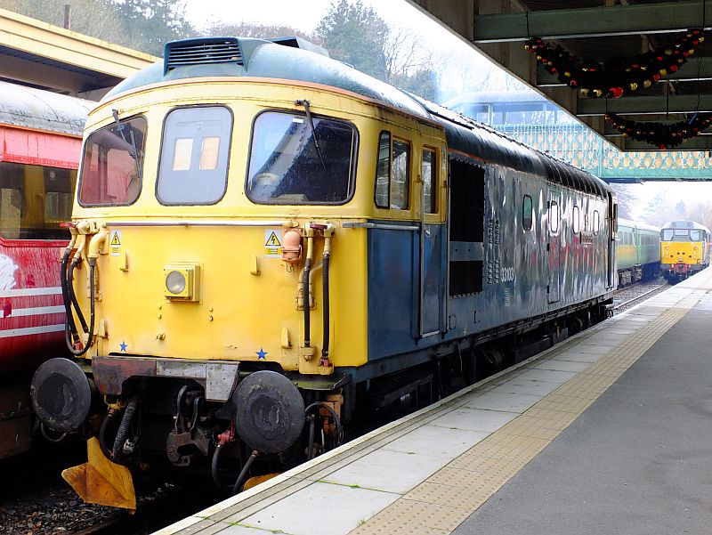 33103 'Swordfish' and 31601 on arrival at Okehampton